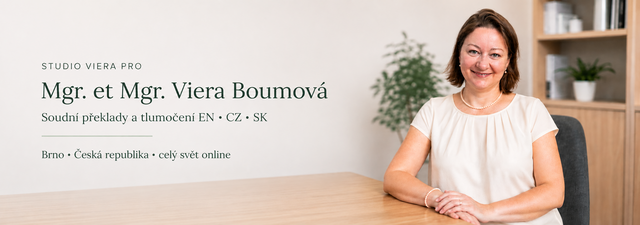 Mgr. et Mgr. Viera Boumová Brno, překlady, tlumočení, korektury